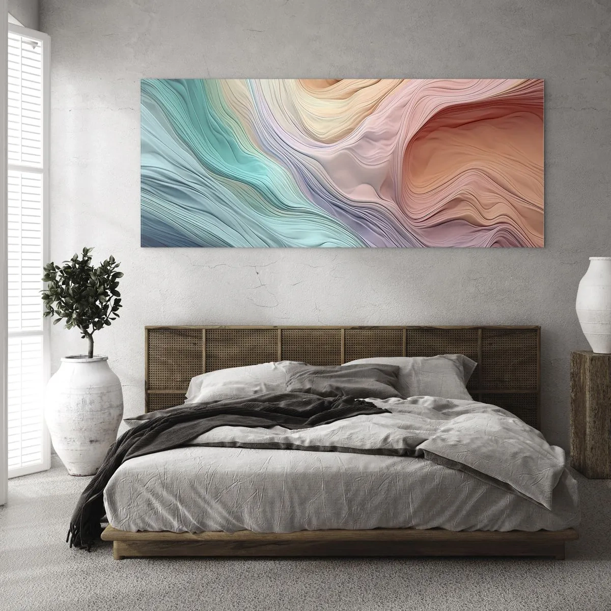 Billede på glas - Regnbuebølge - 100x40 cm
