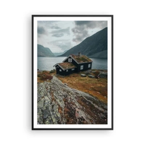 Plakat i sort ramme - Fjord sommerresort - 70x100 cm