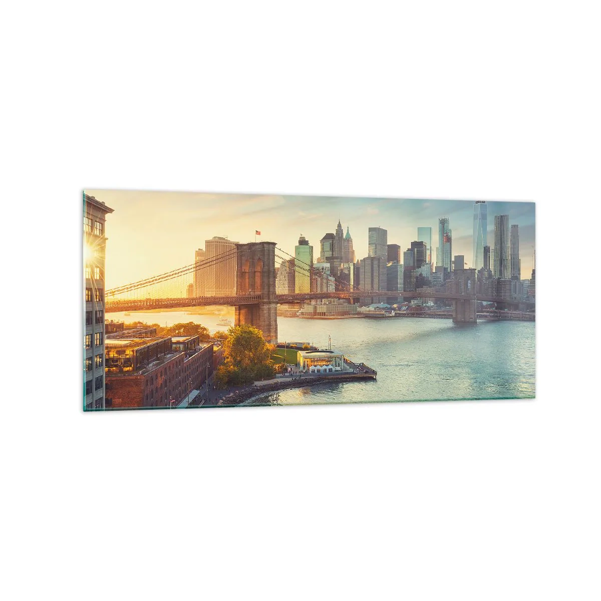 Billede på glas - Den store bys daggry - 120x50 cm