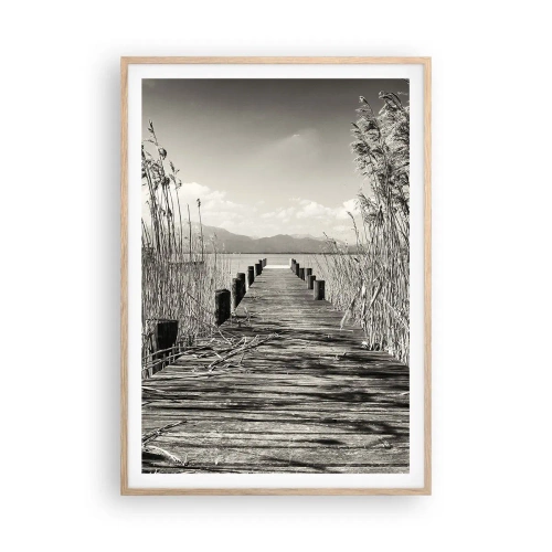 Plakat i ramme af lyst egetræ - I græssernes fred - 70x100 cm