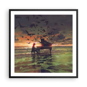 Plakat i sort ramme - Koncert for klaver og bølger - 60x60 cm