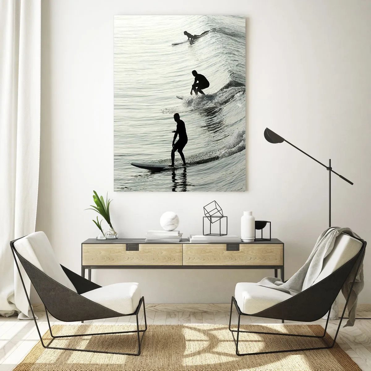 Billede på glas - Mødet med bølgen - 50x70 cm