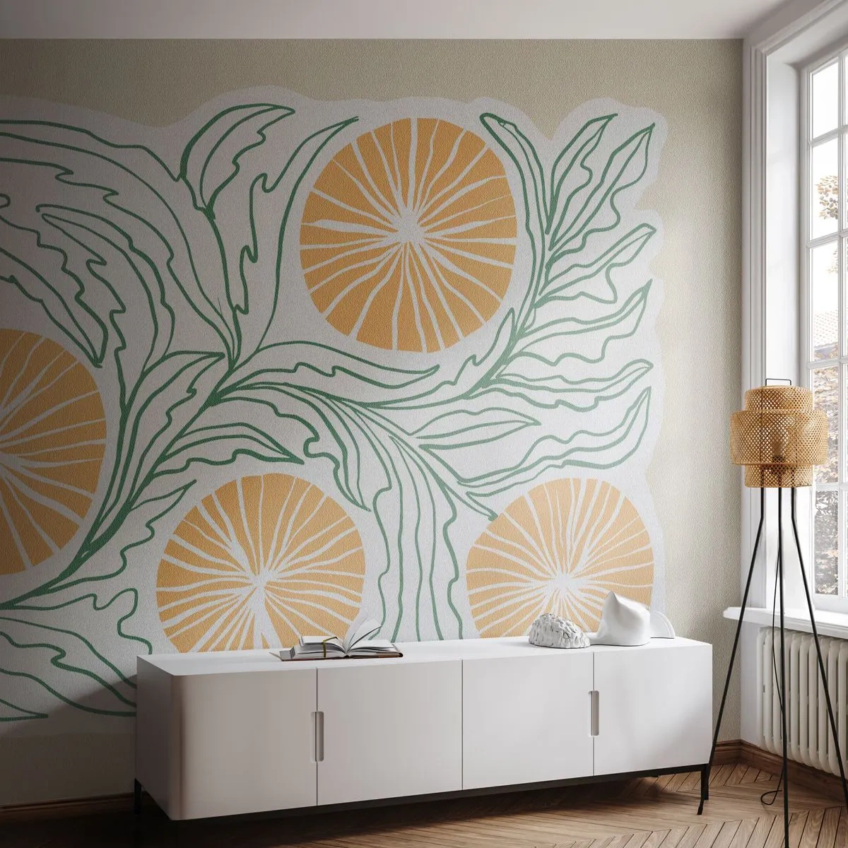 Fototapet Selvklæbende Deluxe Sticker - Etnisk med et strejf af abstraktion - Boho, Citron, Minimalisme - 100x70 cm