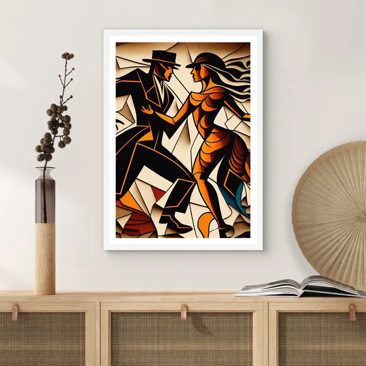 Plakat i hvid ramme - Dans af lidenskab og passion - 70x100 cm