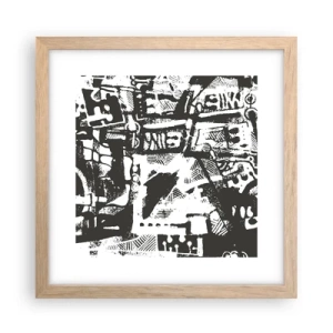 Plakat i ramme af lyst egetræ - Orden eller kaos? - 30x30 cm