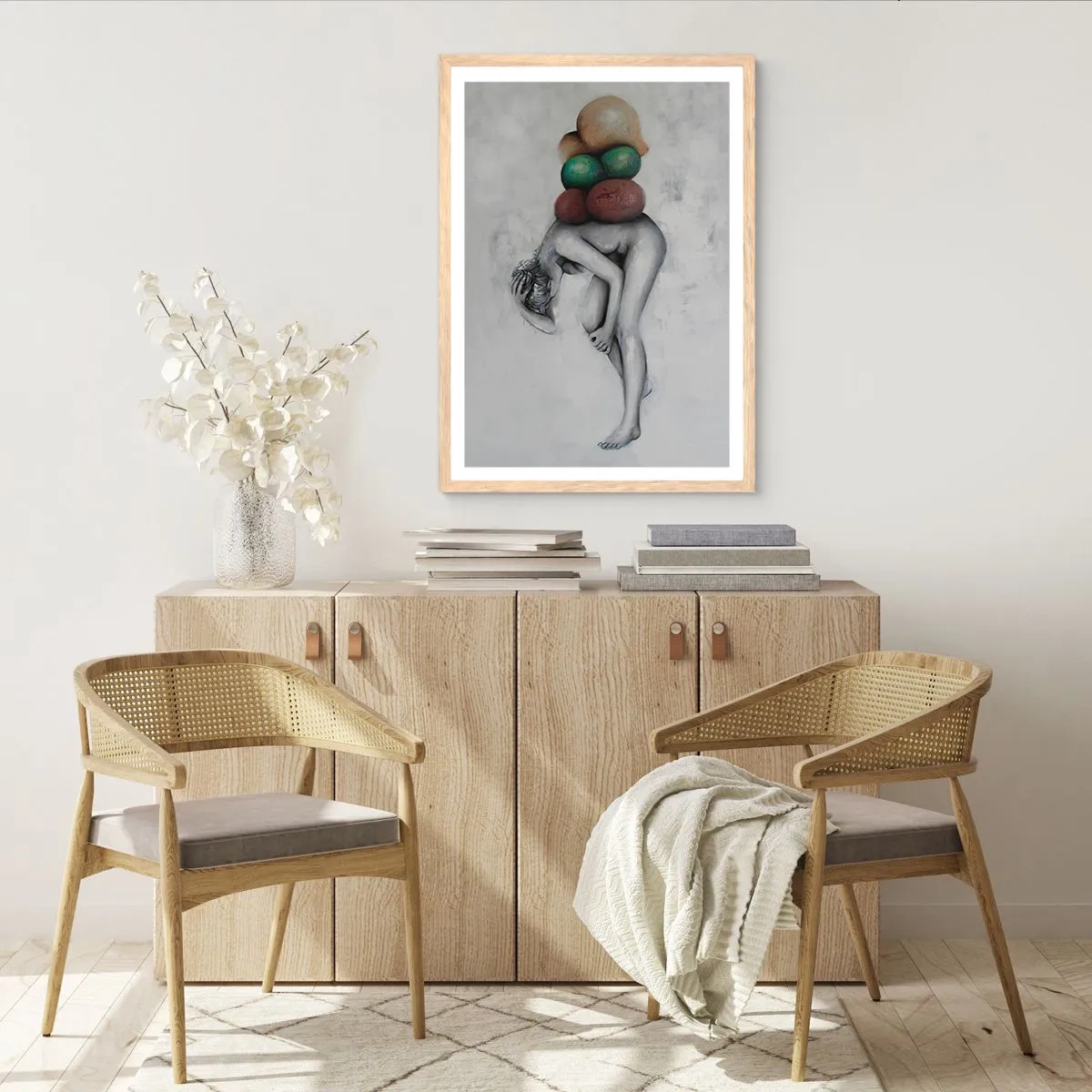 Plakat i ramme af lyst egetræ - Livets byrde - 61x91 cm