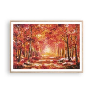 Plakat i ramme af lyst egetræ - Kobberskov - 100x70 cm