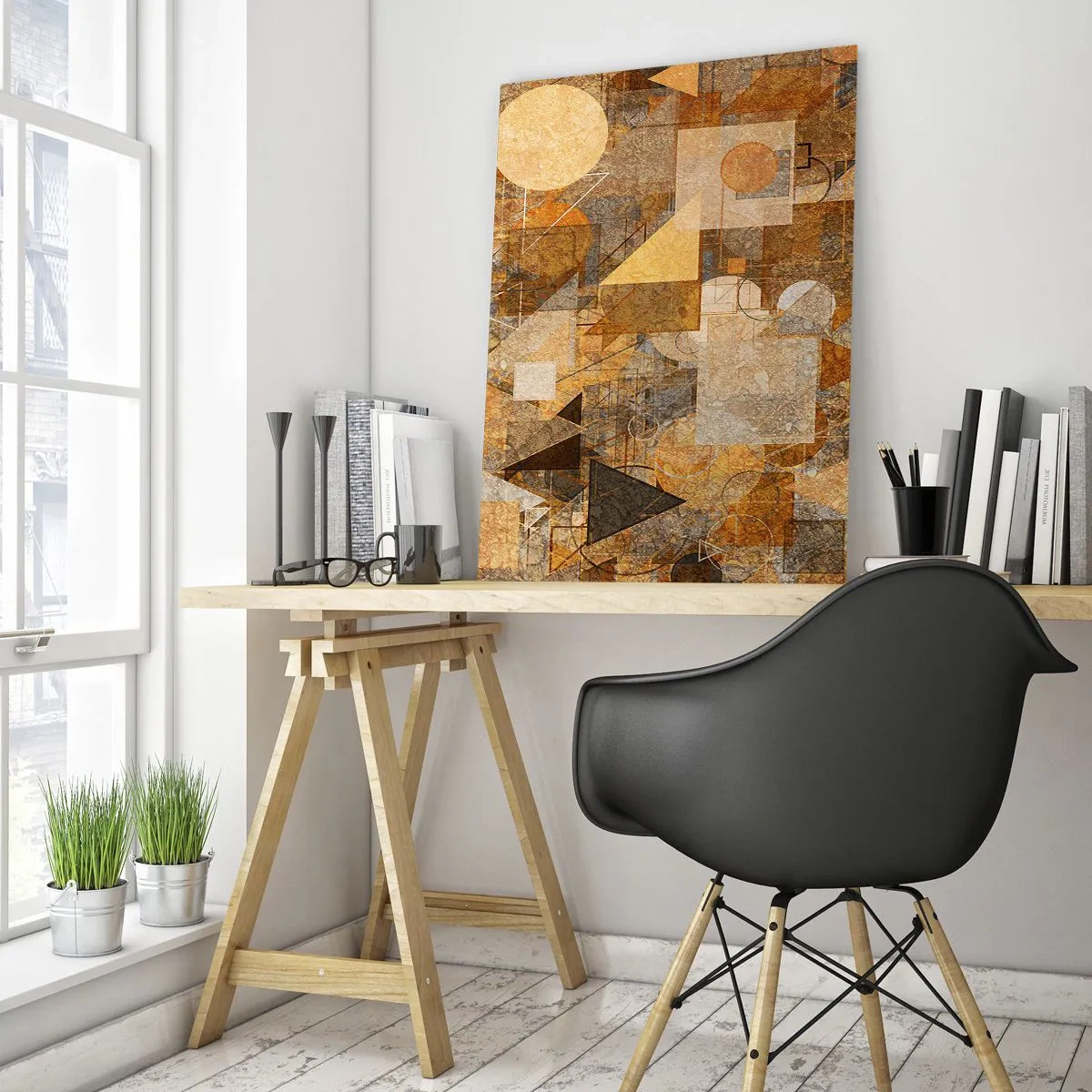 Billede på glas - Kubistisk bronzeundersøgelse - 50x70 cm