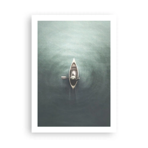 Plakat - På tværs af en månelyst sø - 50x70 cm