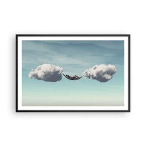 Plakat i sort ramme - Lykken i øjeblikket - 91x61 cm