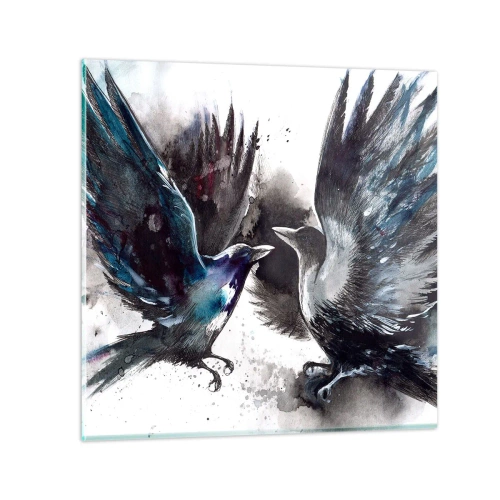 Billede på glas - En ravn til en ravn... - 60x60 cm
