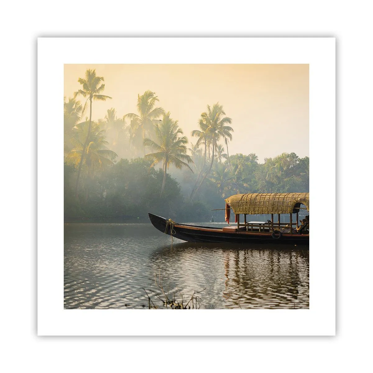 Plakat - Hus ved floden - 40x40 cm