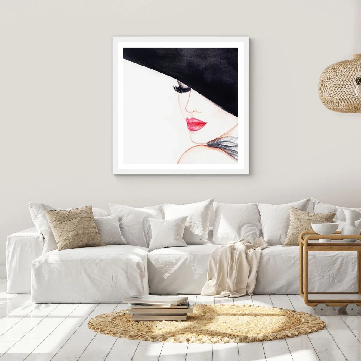 Plakat i hvid ramme - Elegance og sensualitet - 60x60 cm