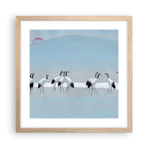 Plakat i ramme af lyst egetræ - Efter en varm dag - 40x40 cm