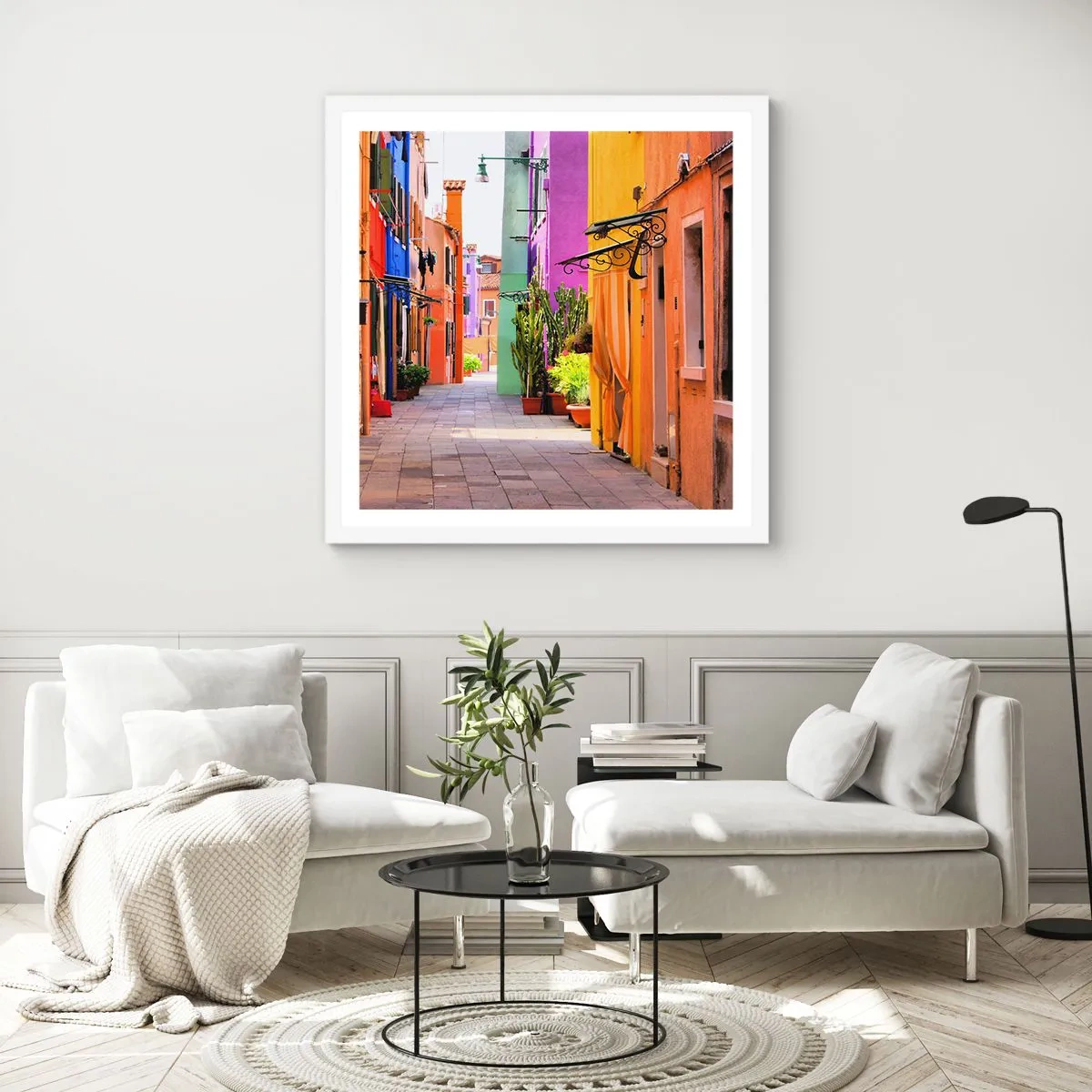 Plakat i hvid ramme - Regnbue gyde - 60x60 cm