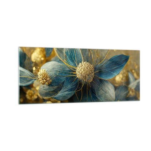Billede på glas - Blomstre med guld - 100x40 cm