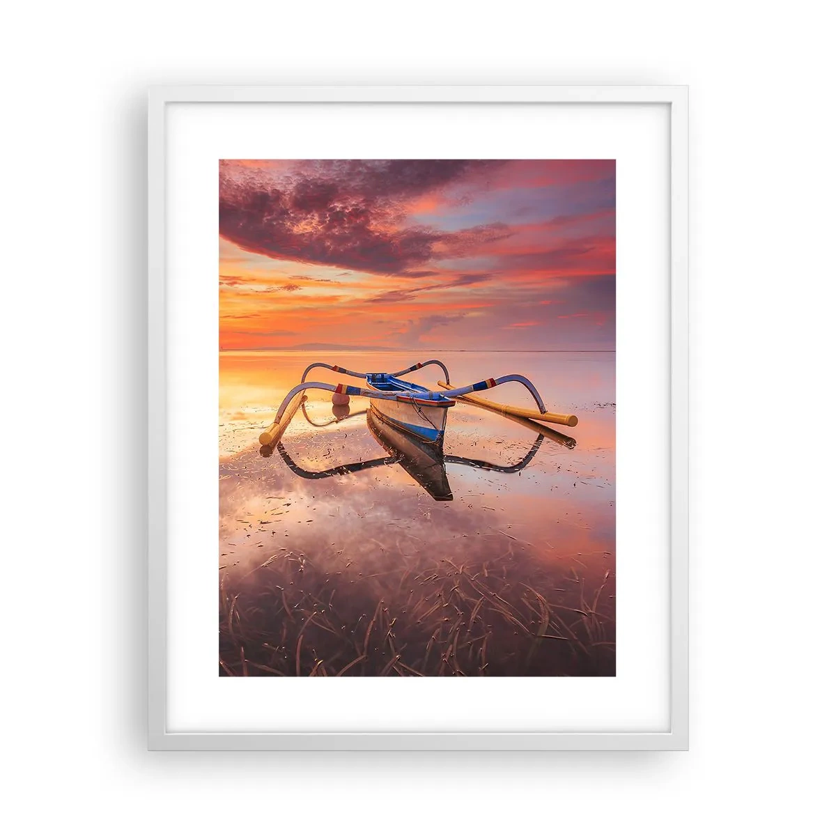 Plakat i hvid ramme - Roen ved en tropisk aften - 40x50 cm