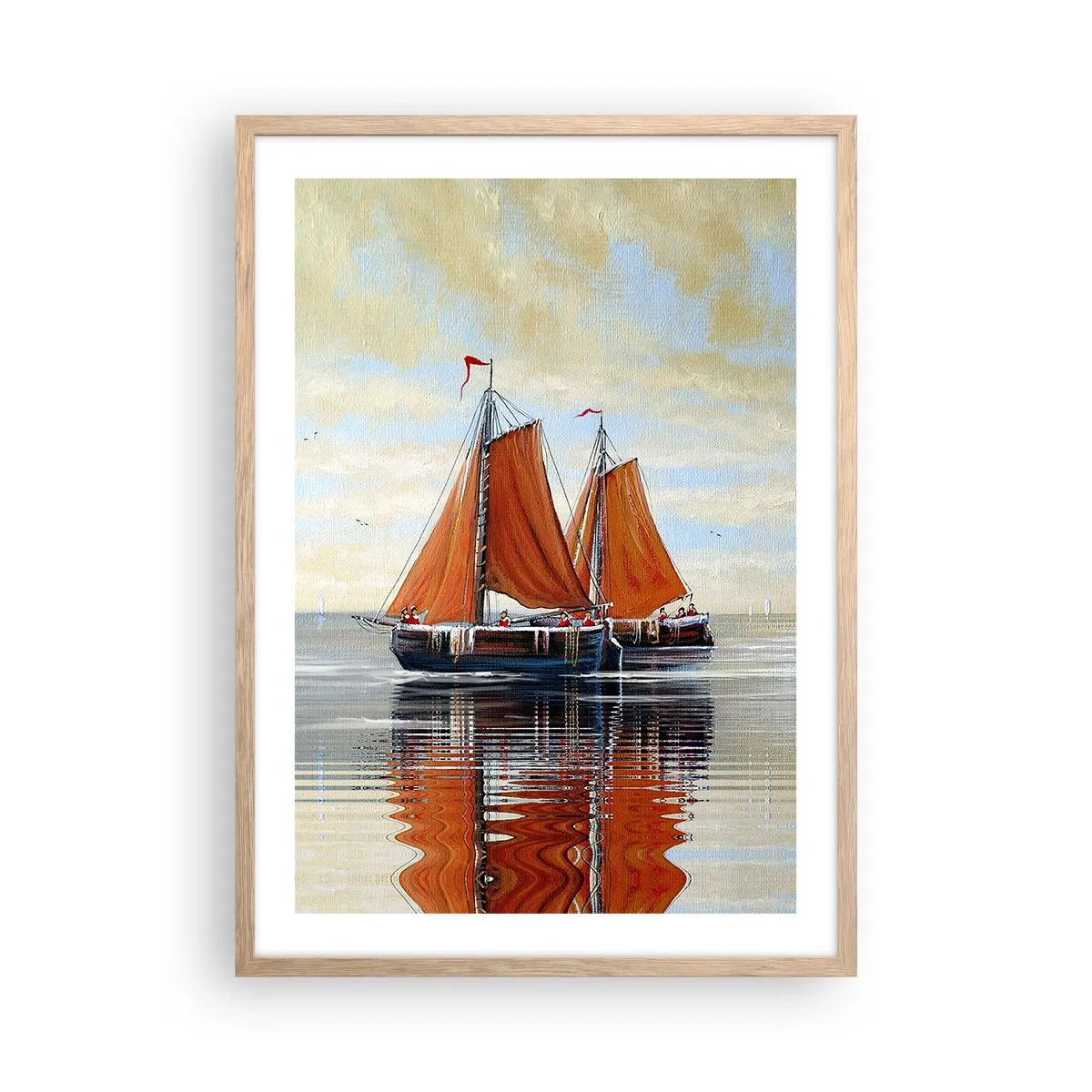 Plakat i ramme af lyst egetræ - Hey, sejl, sømand.... - 50x70 cm