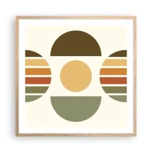 Plakat i ramme af lyst egetræ - I jordfarver - 60x60 cm