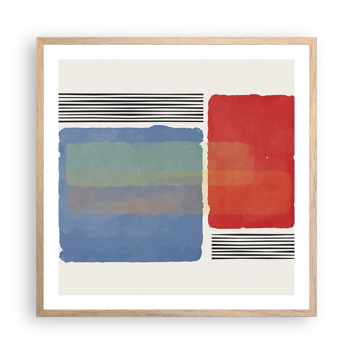 Plakat i ramme af lyst egetræ - Geometriens ånd og bogstav - 60x60 cm