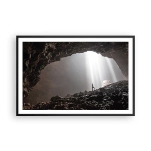 Plakat i sort ramme - Lysende grotte - 91x61 cm