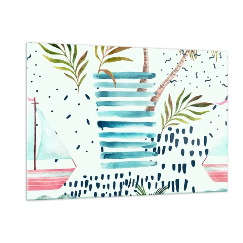 Billede på glas - Ferie under palmerne - 120x80 cm