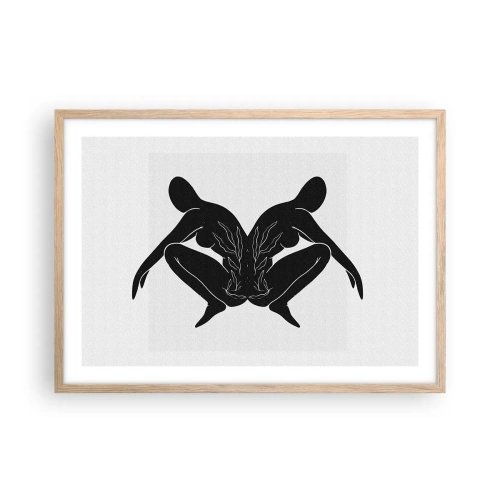 Plakat i ramme af lyst egetræ - En delt sjæl - 70x50 cm