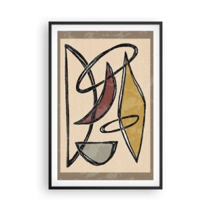 Plakat i sort ramme - Komposition - buer og ovaler - 61x91 cm