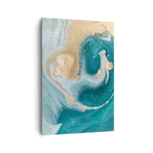 Lærredstryk - Billede på lærred - En hvirvel af guld og turkis - 70x100 cm