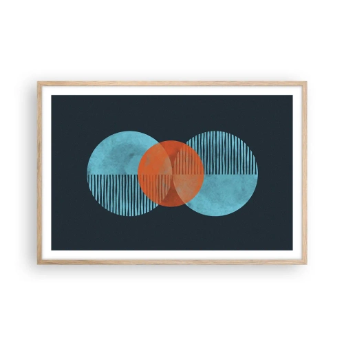 Plakat i ramme af lyst egetræ - Symmetrisk sammensætning - 91x61 cm