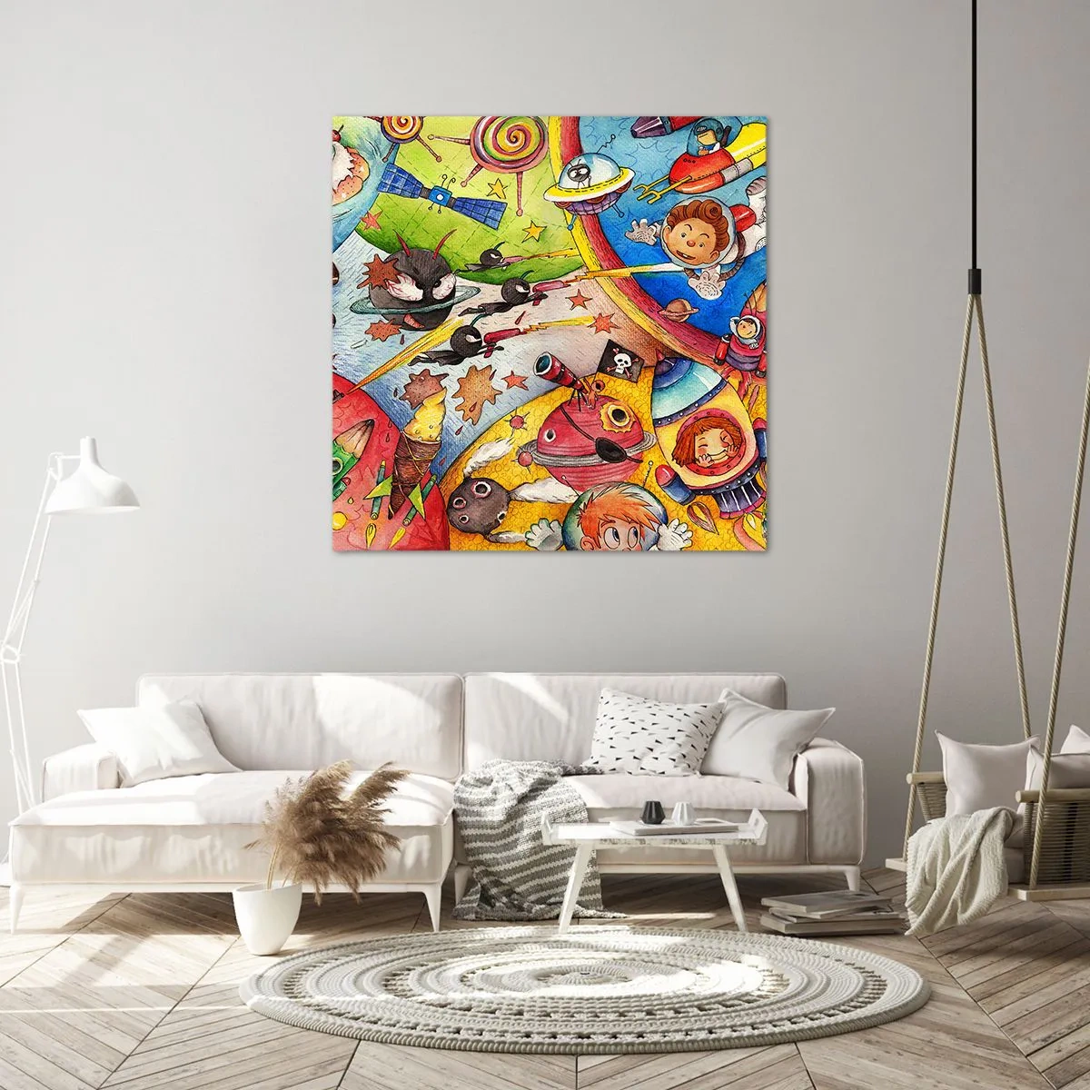 Lærredstryk - Billede på lærred - Et storslået rumeventyr - 40x40 cm