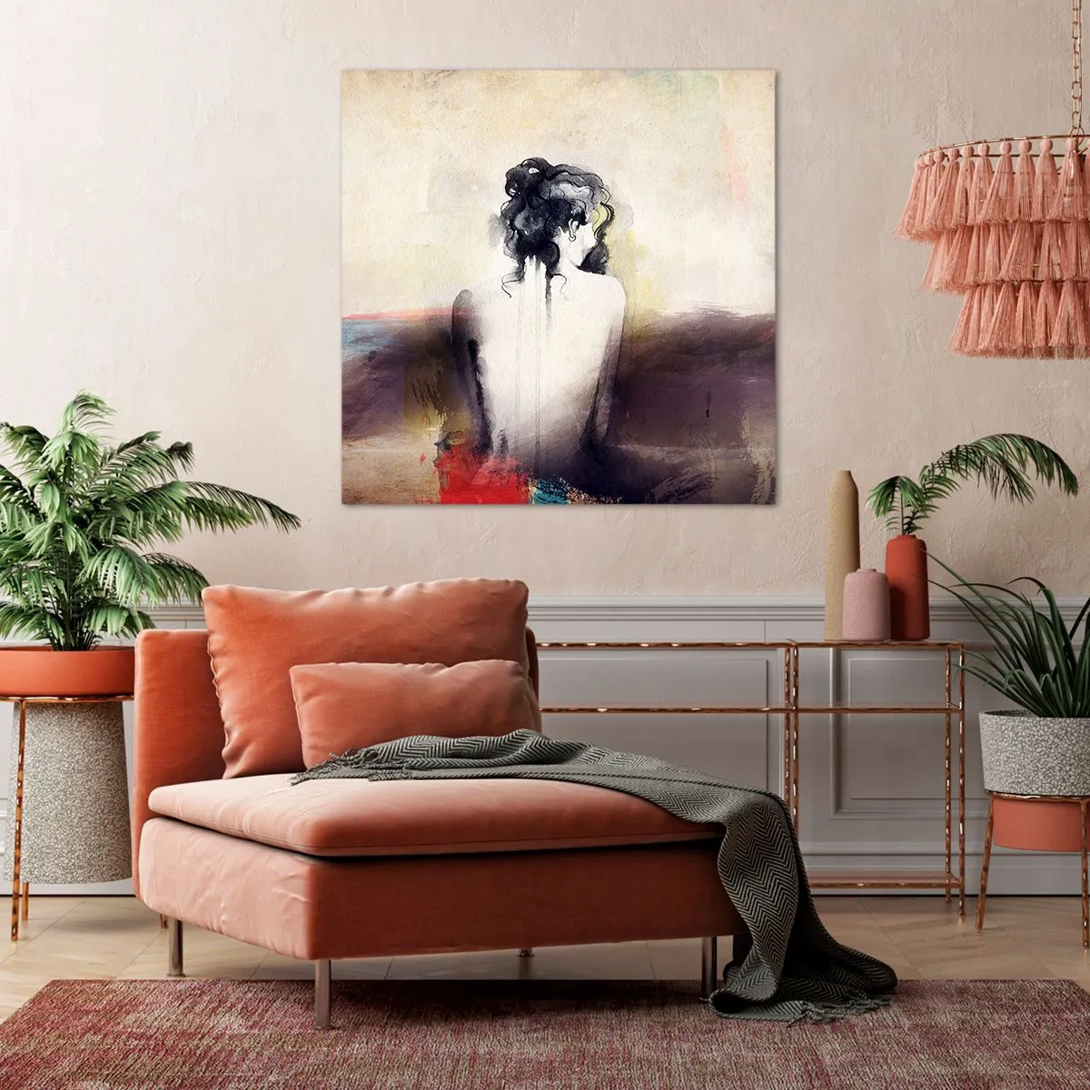 Lærredstryk - Billede på lærred - Glatte linjer, ovale former - 70x70 cm