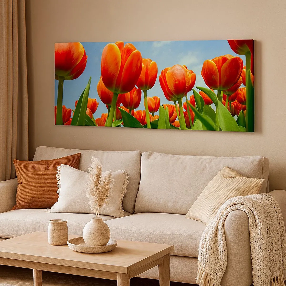 Lærredstryk - Billede på lærred - Bortset fra den blå himmel behøver de intet i livet - 100x40 cm