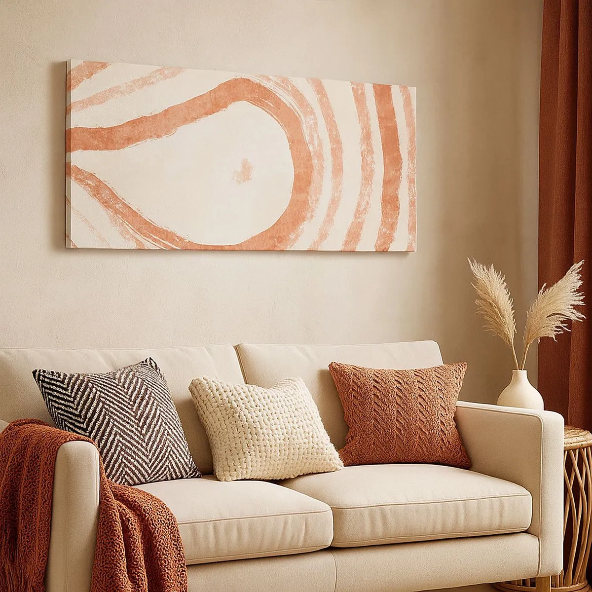 Lærredstryk - Billede på lærred - Koralcirkler - komposition - 100x40 cm