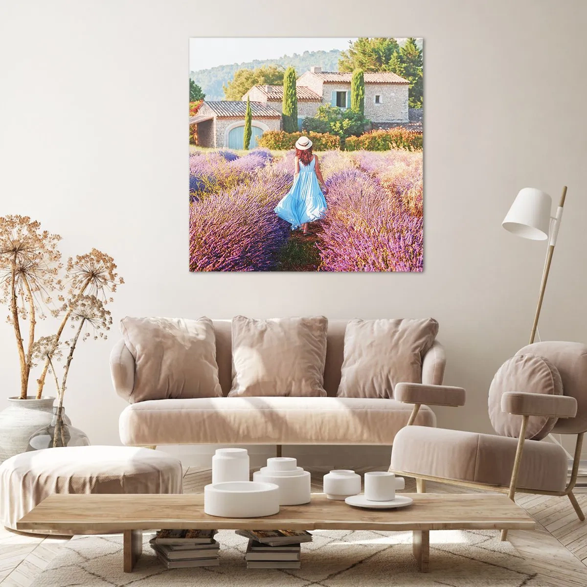 Lærredstryk - Billede på lærred - Lavendel pige - 30x30 cm