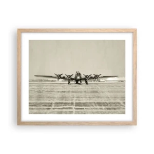 Plakat i ramme af lyst egetræ - Som altid klar - 50x40 cm