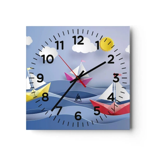 Vægur, Uret - Ah, hvor dejligt at svinge sig mellem bølgerne - 40x40 cm