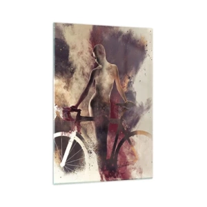 Billede på glas - I marmor former den cyklende sjæl - 70x100 cm
