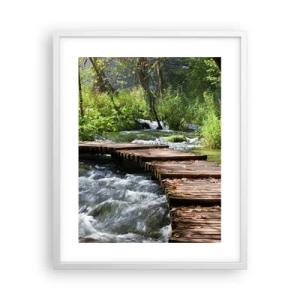 Plakat i hvid ramme - Over en skummende kaskade - 40x50 cm