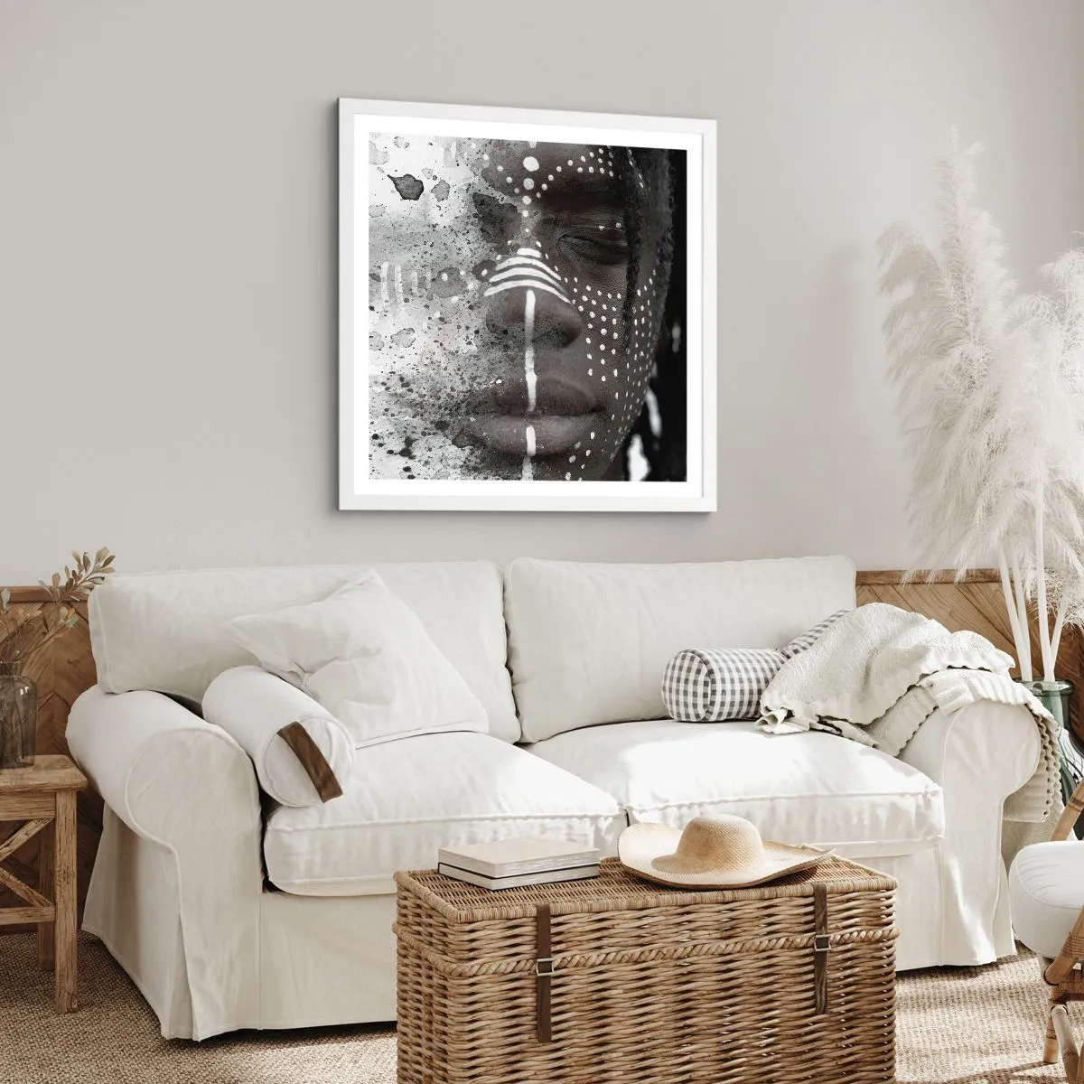 Plakat i hvid ramme - Opdag den oprindelige ånd - 40x40 cm