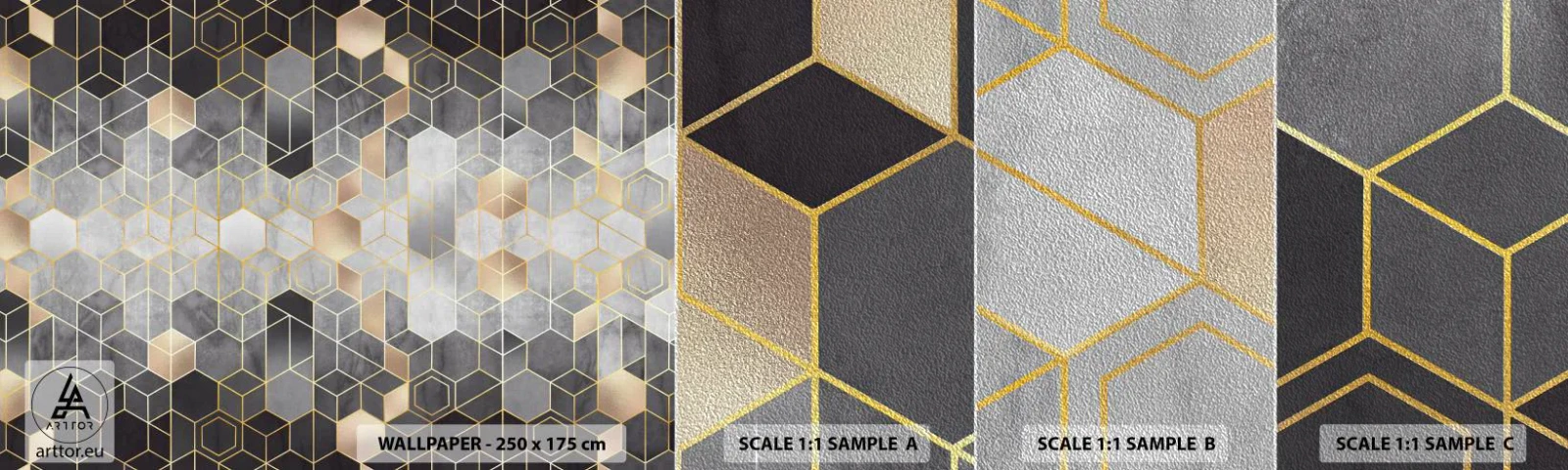 Prøve Fototapet Premium Sand - Sammensætning af diamanter - Abstraktion, Stykke, Grafik - 100x30 cm