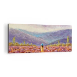 Lærredstryk - Billede på lærred - I en verden af lavendel - 100x40 cm
