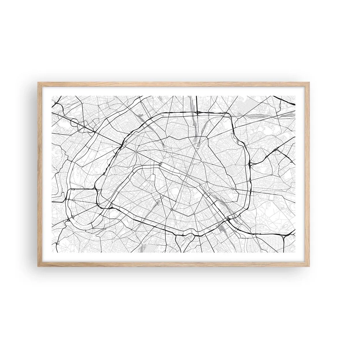 Plakat i ramme af lyst egetræ - Paris' blomst - 91x61 cm