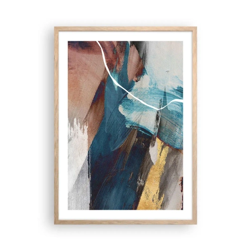 Plakat i ramme af lyst egetræ - Med flair og energi - 50x70 cm
