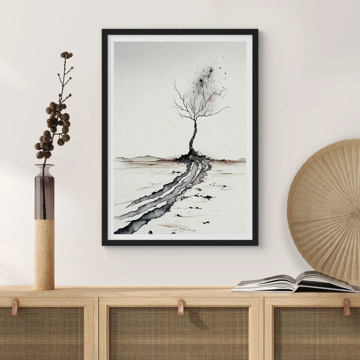 Plakat i sort ramme - Vinterens melankoli - 61x91 cm