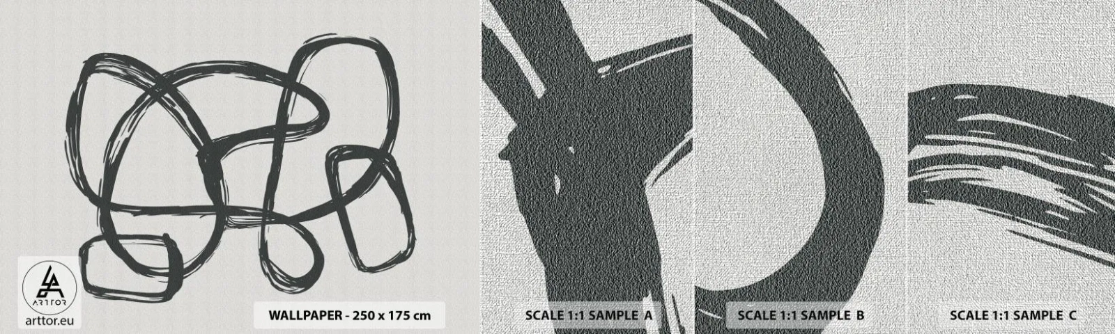 Prøve Fototapet Premium Canvas - Loopet abstraktion - Boho, Stykke, Minimalistisk - 100x30 cm