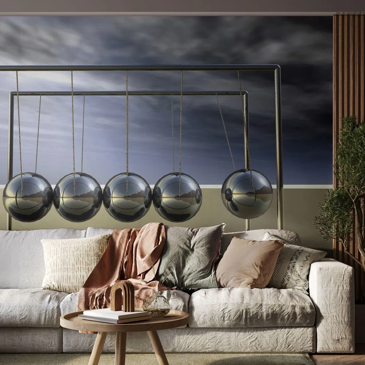 Fototapet Premium Canvas - Verdens energi - Newtons pendul, Fysik, Abstraktion - 250x175 cm