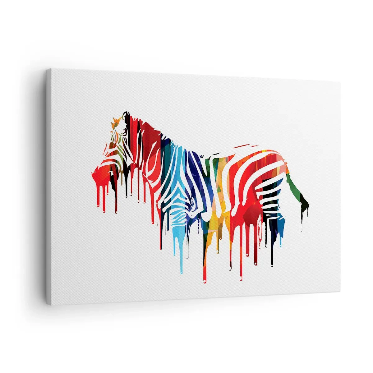 Lærredstryk - Billede på lærred - Abstrakt zebra i farverige farver med en malingseffekt - 70x50cm - Ikke kun sort og hvidt - Moderne vægdekoration til stue og soveværelse ARTTOR