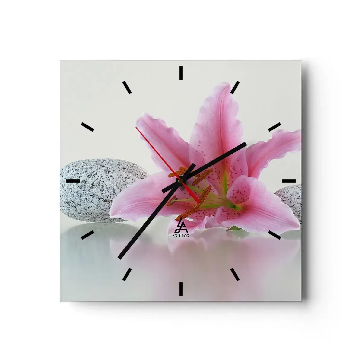 Vægur, Uret - Et studie i rosa, grå og hvid - 30x30 cm