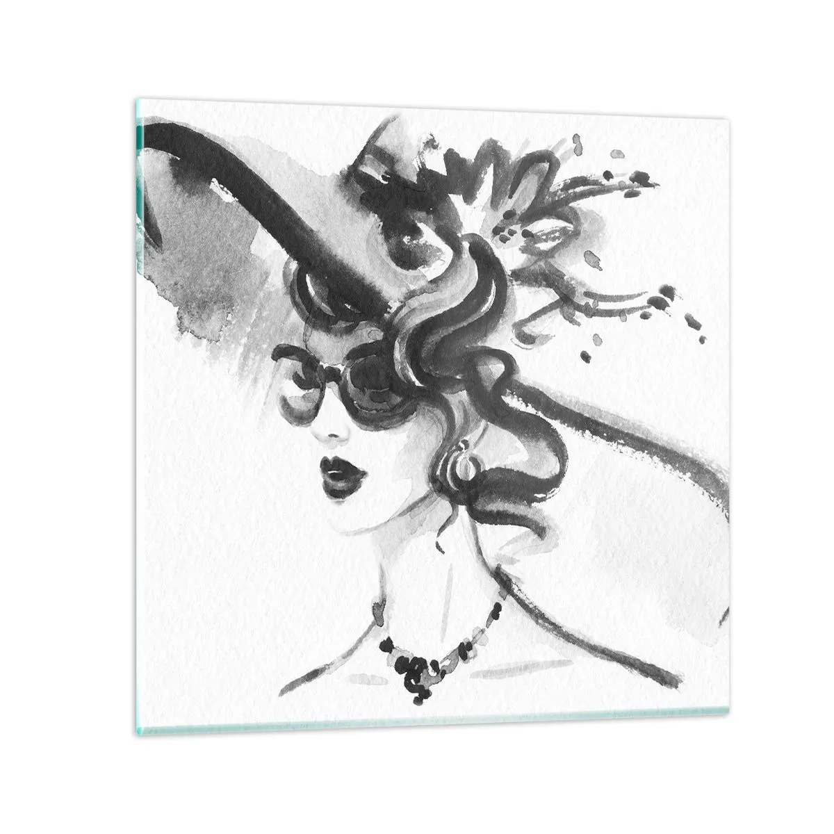 Billede på glas - Dame med karakter - 60x60 cm